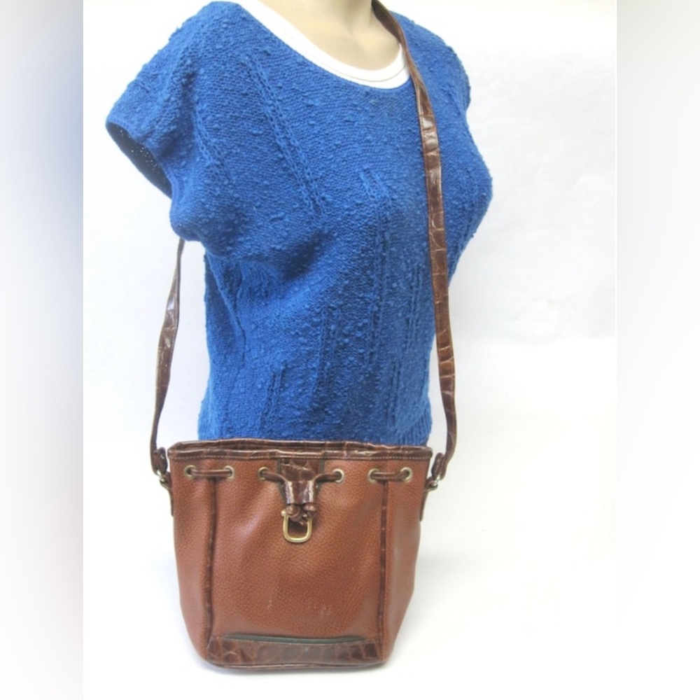 Brown Bucket Purse Vintage Shoulder Bag P12
